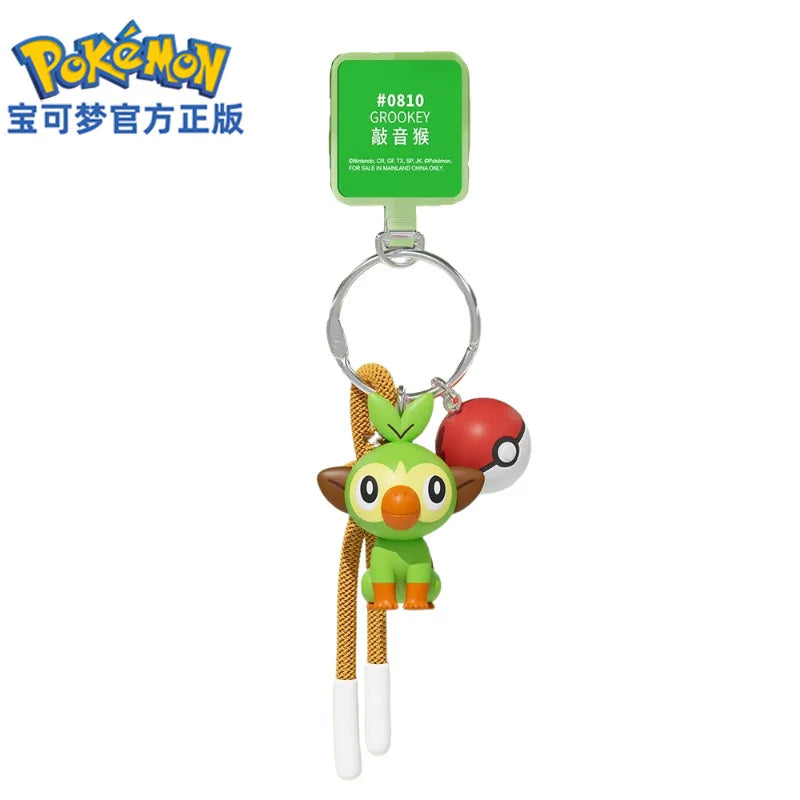 Genuine Pokemon Scorbunny Keychain Grookey Riolu Sobble Wobbuffet Cubone Anime Action Figure Toy Keyring Fragrance Pendant Gift