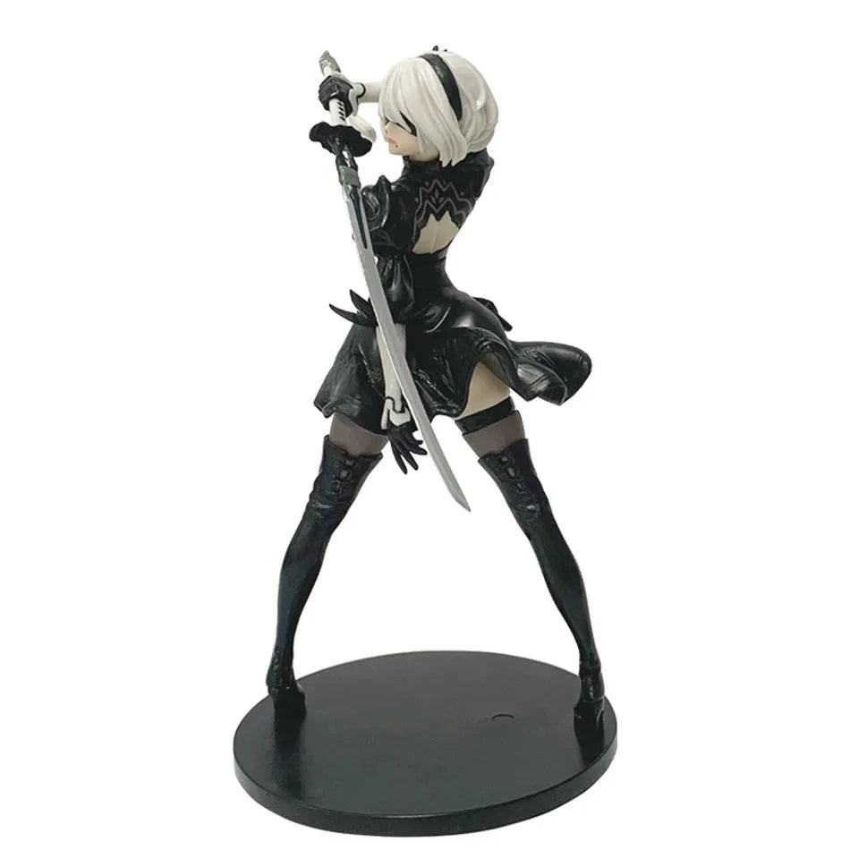 Hot 18CM Yorha 2B Black and White Series Anime Figure PVC Collectible Action Figures Model Doll Statuette Gift