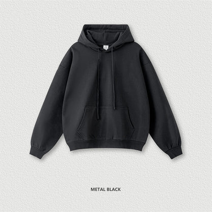 ZODF New Autumn Winter Solid Heavy Weight Hoodies For Men Unisex Basic Loose 440gsm Knitted Hooded Pullovers HY0886