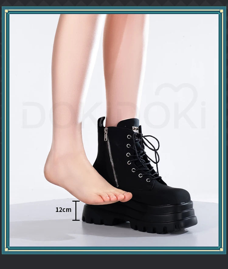 IN STOCK Women Cosplay Props 18cm Heightening Shoes DokiDoki Women Daily 12cm 11cm 18cm 22cm Black White Boots Shoes Halloween