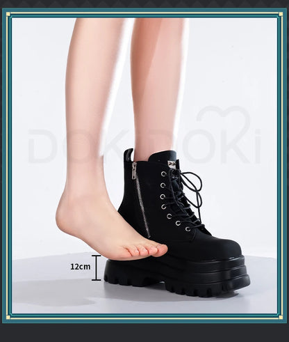 IN STOCK Women Cosplay Props 18cm Heightening Shoes DokiDoki Women Daily 12cm 11cm 18cm 22cm Black White Boots Shoes Halloween