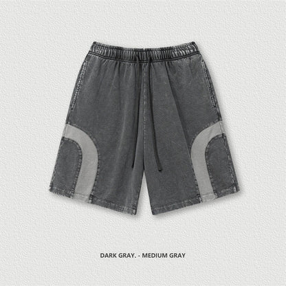 ZODF 2025 Summer Patchwork Washed Cotton Shorts For Men Unisex Retro Y2K High Street Distressed 330gsm Shorts Streetwears HY1057