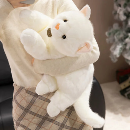 45/60cm Realistic White Cat Plush Toy Cute Lifelike Cat Stuffed Doll Soft Animal Plushies Birthday Gifts For Girl Home Decor