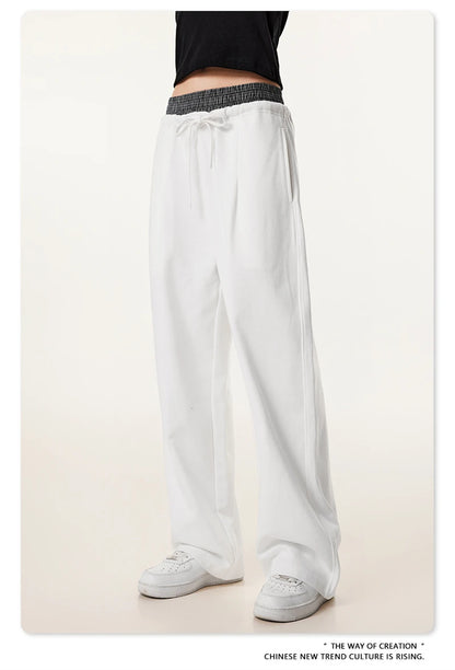 ZODF New 2025 Spring Men 280gsm Straight Pants Unisex Casual High Street Double Waist Sport Trousers Brand Streetwear HY1004