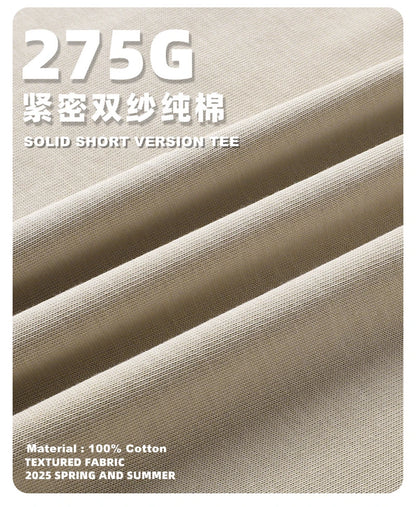 ZODF New Men Summer Boxy 275gsm Cotton T-Shirts Retro Unisex Oversized Short Version Basic T Shirt Brand Tees HY1070