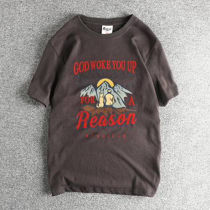 Summer New American Retro Short-sleeved O-neck Letter Printed T-shirt Men's Fashion Simple 100% Cotton Washed Casual Sport Tops