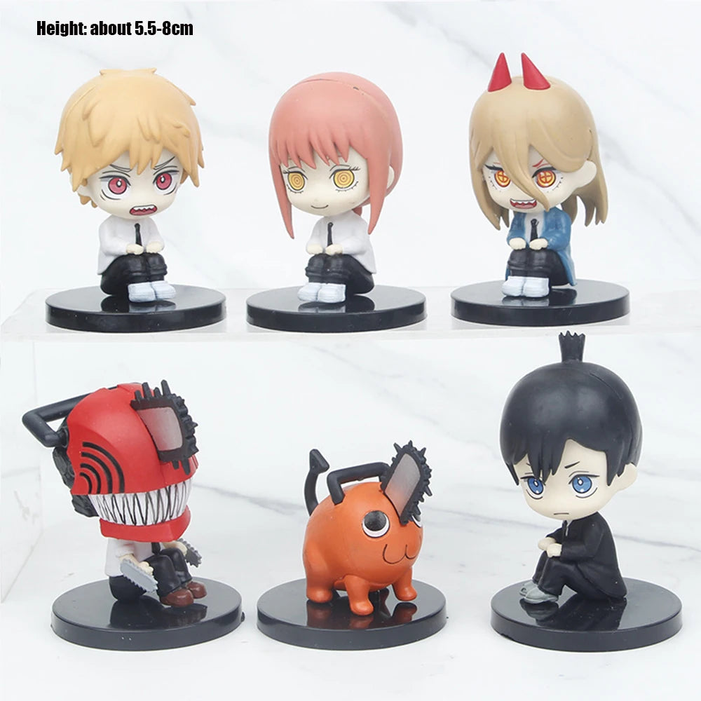 Hot 6pcs Set Chainsaw Man Anime PVC Figure Collection Denji Pochita Action Model Toys Gift - DJR-6Pcs-D