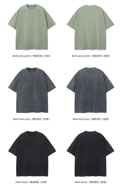 ZODF New Spring Summer Washed Cotton Solid T Shirts For Men Unisex High Street Loose Edge Oversized Noshrink T-Shirt Tee HY0465