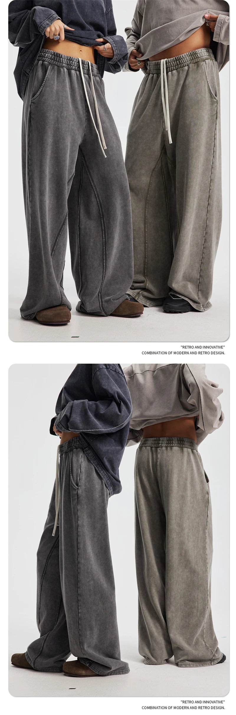 ZODF Retro 2025 Autumn Men 380gsm Washed Cotton Pants Unisex Distressed Loose Terry Sport Trousers Sweatpants HY1079