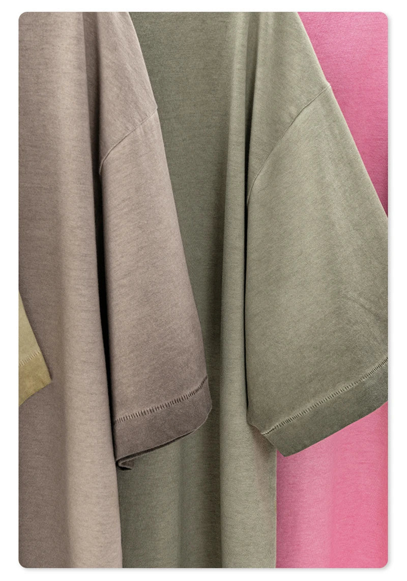 ZODF 2025 Summer Washed 275gsm Solid Cotton T-shirt For Men Unisex Oversized Short Sleeve T Shits Brand Tops HY0981