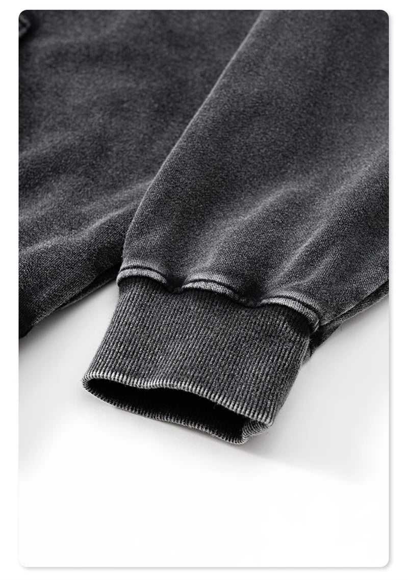 ZODF Retro Autumn Winter Washed Cotton Hoodies Unisex Loose 380gsm Knitted Sport Hooded Pullovers Brand Clothes HY0884