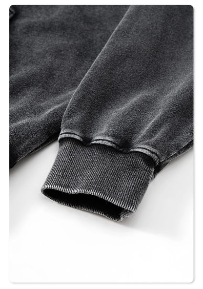 ZODF Retro Autumn Winter Washed Cotton Hoodies Unisex Loose 380gsm Knitted Sport Hooded Pullovers Brand Clothes HY0884