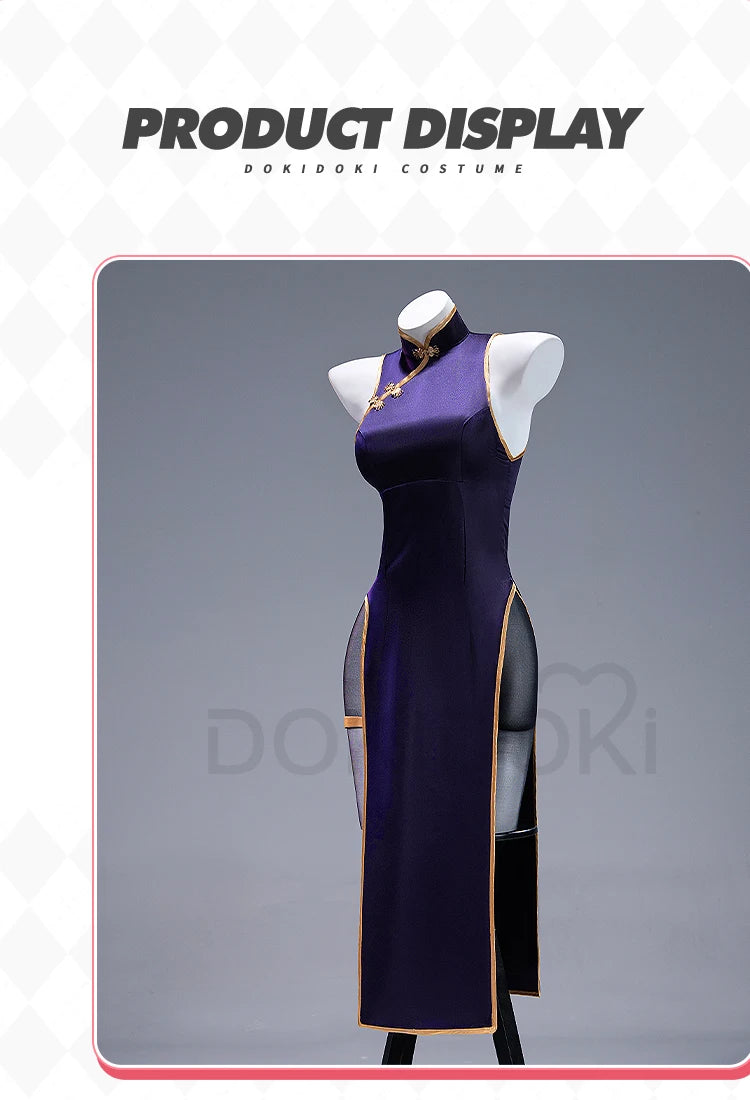 Mikuu Cosplay Costume【S-2XL】DokiDoki-N Mikku Cosplay Cheongsam Women Sexy Purple Dress Halloween Little Zombie Plus Size