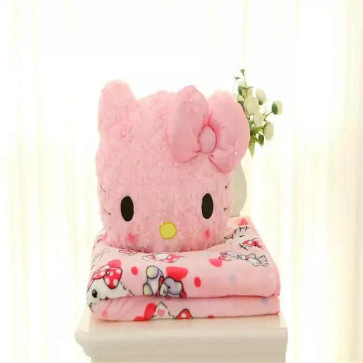 Aoger Kawaii Hello Kitty Rose Velvet Plush Melody Pillow Plushie Toy Soft Pillow Decorative Doll Bedding Kids Birthday Gift