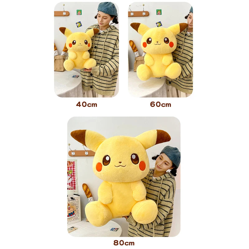 40/80cm Large Pikachu Pokemon Plush Toys Cartoon Doll Cute Ornament Stuffed Plushie Pikachued Pillow Pokémon Gift for Children