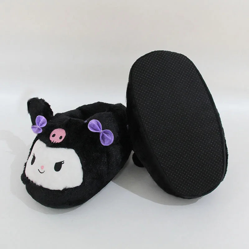 New Sanrio Kuromi Melody Hellokitty Bag Root Cotton Slippers Winter Indoor Warm Cotton Shoes Adult Plush Cotton Slippers