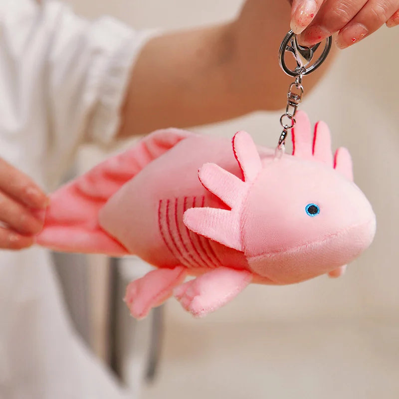 22cm Small Axolotl Plush Keychain Mini Cute Salamander Soft Toy Stuffed Animal Newt Kawaii Bag Pendant Decoration