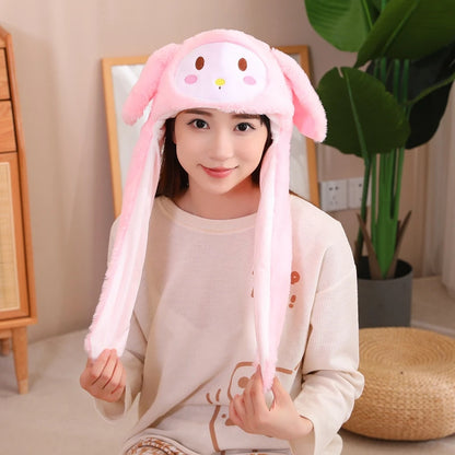 Plush Hat With Movable Ears Stitch My Melody Kuromi Cinnamoroll Kawaii Plush Little Hat Gifts For Children