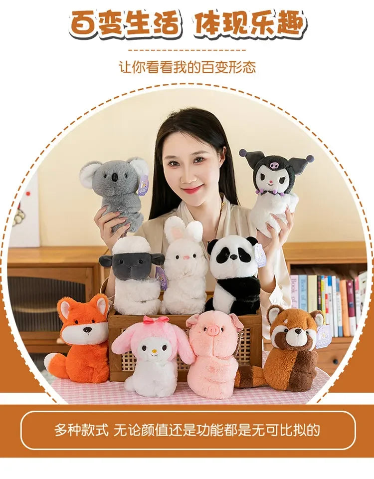 Baby Raccoon Koala Pop Ring Plush Toy Capibala Pat Bracelet Doll Soft Stuffed Animal Cushion Christmas Gifts for Kids and Girls