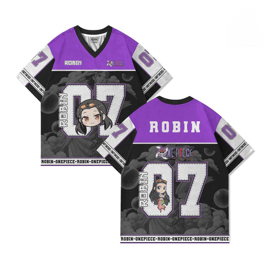 07 Jersey One Piece ROBIN Anime Y2k Korean Style Kpop Baseball Hockey T-shirt Fashion Streetwear Anime Daily Unisex Tops Tees