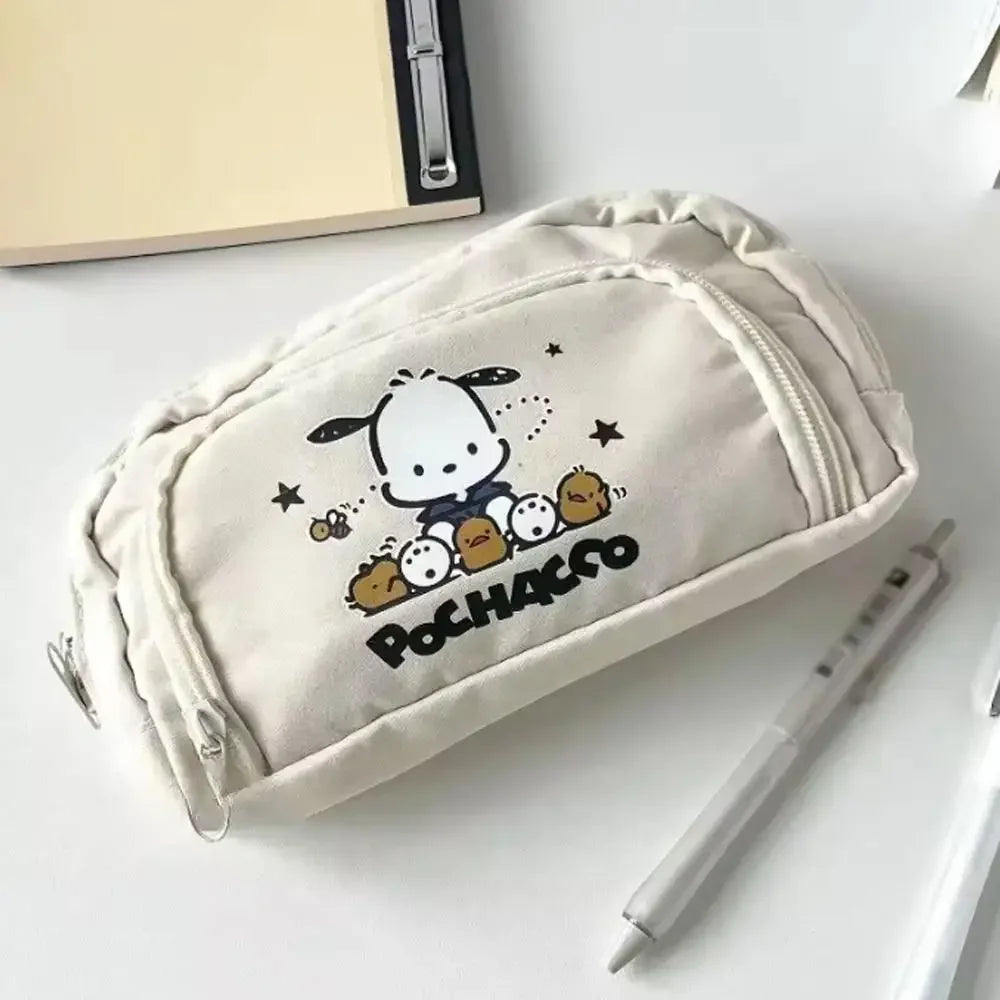 High-end Pochacco Sanrio Anime Kawaii Pen Bag Cute Cartoon Student Pencil Box Stationery Case Large Capacity Cosmetics Storage