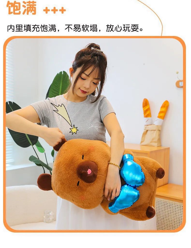 Plush Capybara Boxing Toy Stuffed Animal Cute Cuddly Pillow Decor for Kids Birthday Xmas Gift Wholesale Plush Toy Stuffed Animal