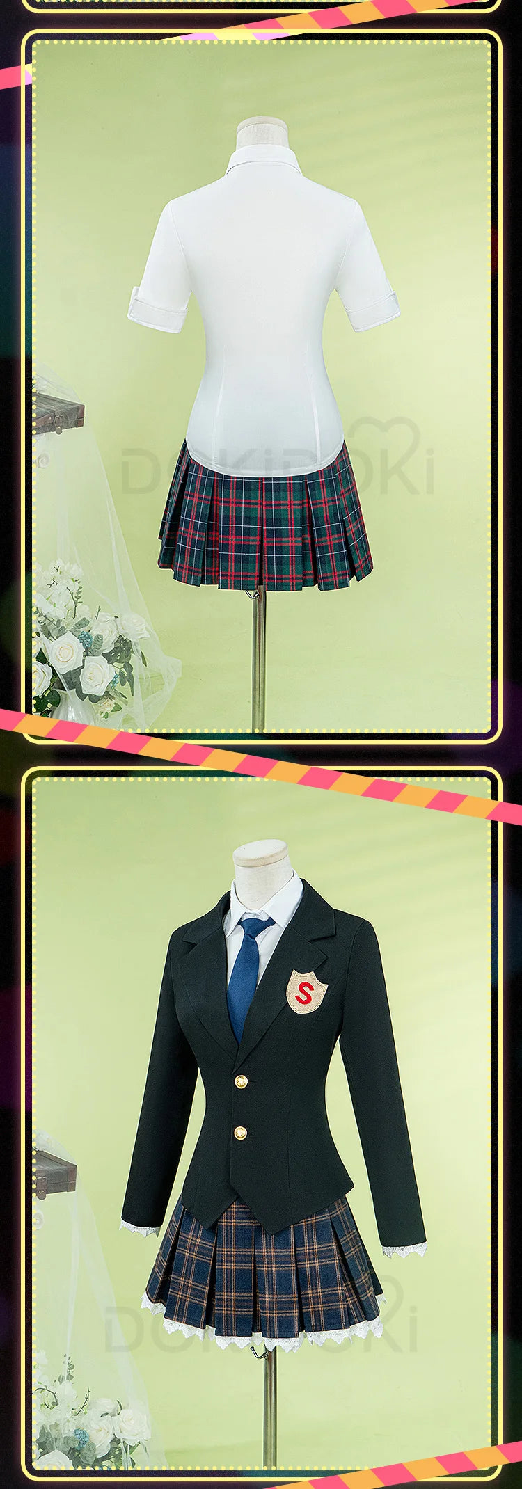 Stocking/Panty Cosplay Costume Anime Cosplay 【S-2XL】DokiDoki-R Female Cute School Uniform Stocking Panty Cosplay Plus Size