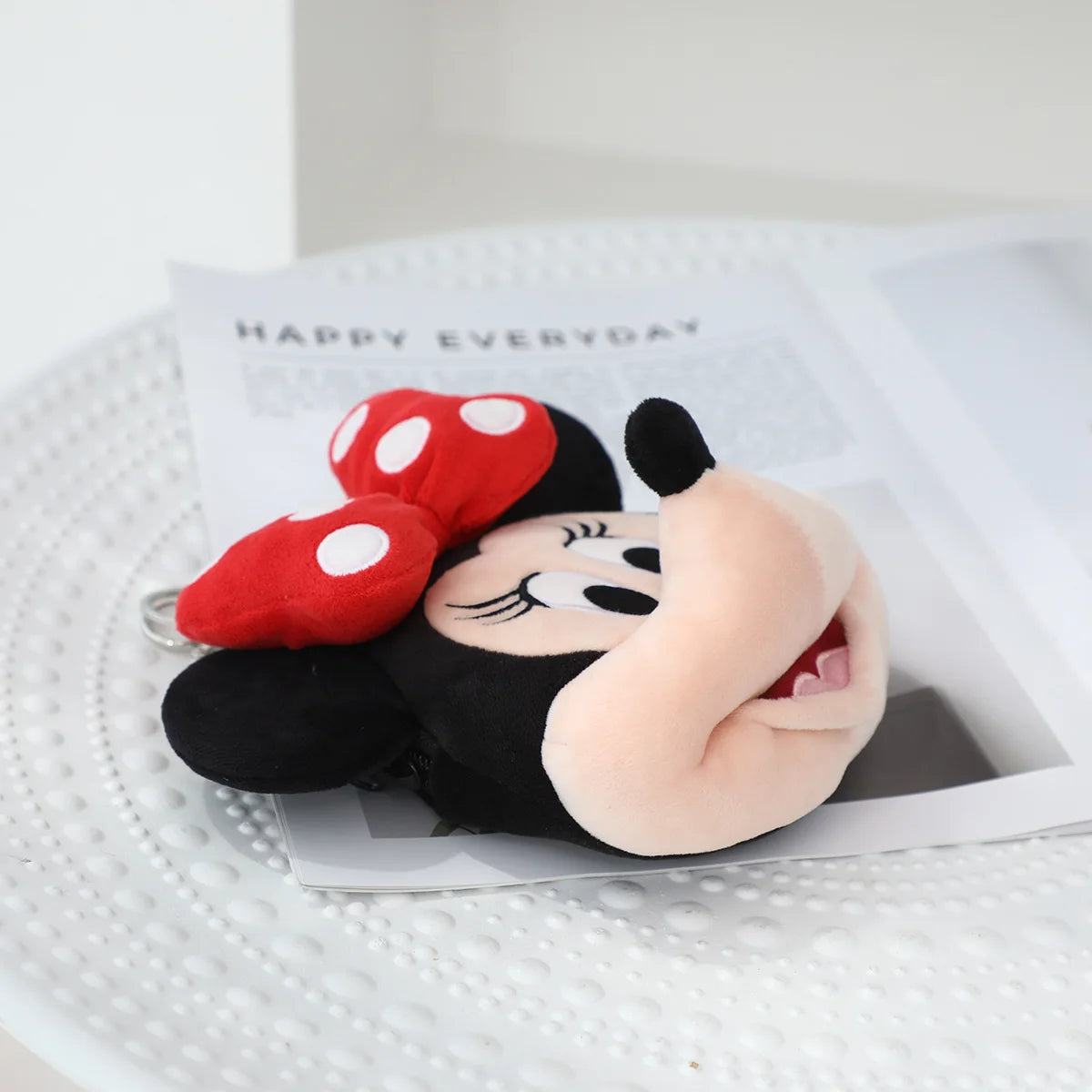 Cartoon Minnie Mouse Coin Purse Bag Pendant Plush Toy Mickey Lovely Earphone Storage Bag Kawaii Stuffed Anime Doll Gifts Girl