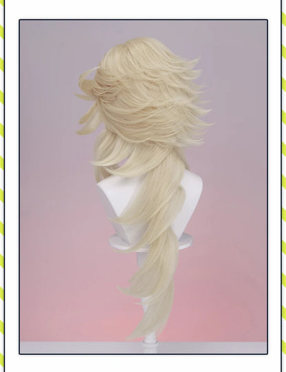 Doumaa Cosplay Wig Anime DokiDoki Men Golden 100cm Long Hair Doumaa Cosplay Heat Resistant Wig Free Cap