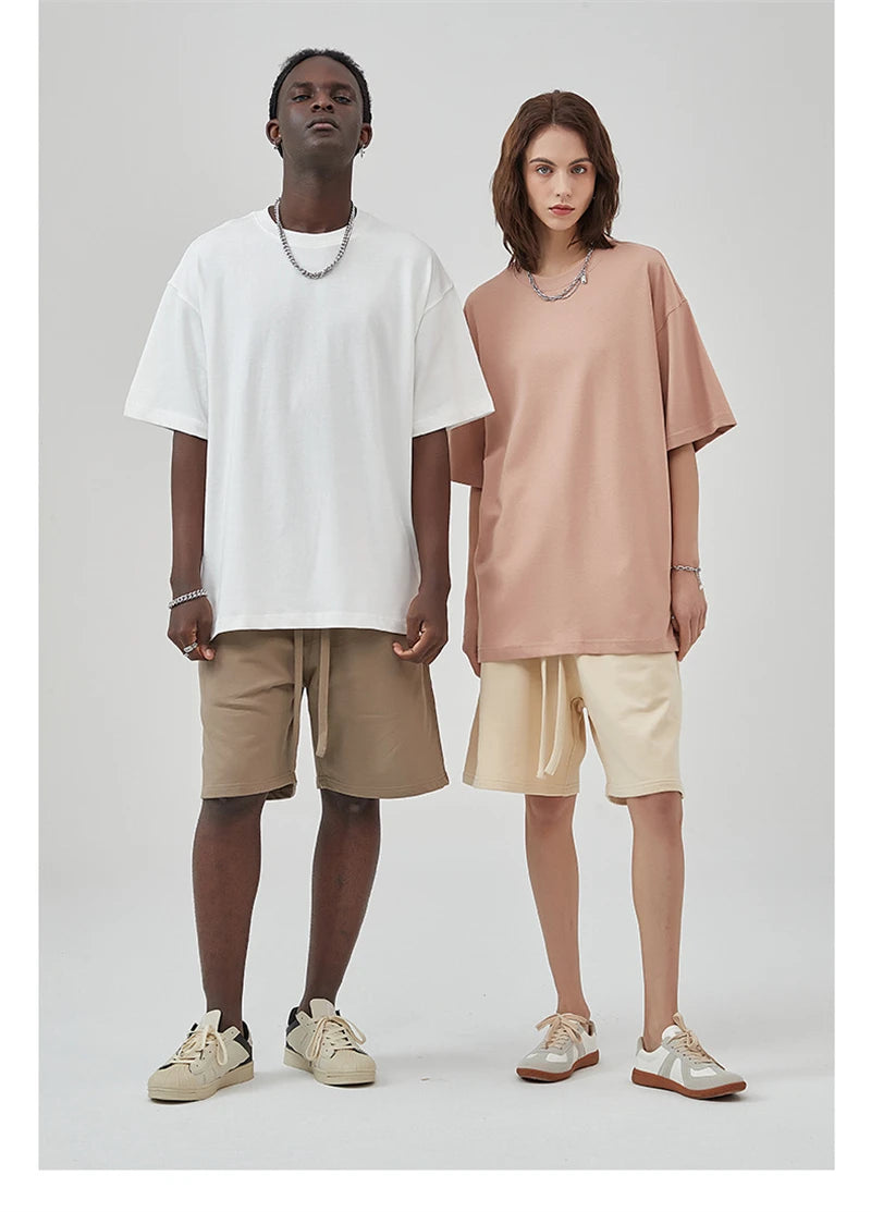 ZODF Summer Men 100% Cotton Solid Oversized Heavyweight 305gsm No-Shrink T-Shirt HY0165