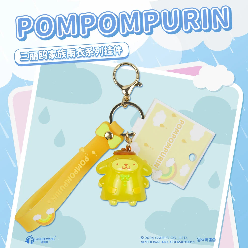 Sanrio Kuromi Pompompurin Mymelody Pochacco Hello Kitty Figure Pendant Keychain Holder Keychain Car Keyring Kids Birthday Gift