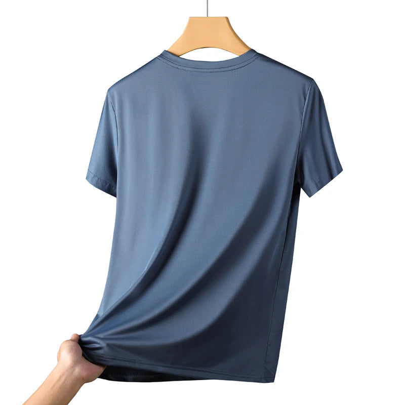 Chrlck Men’s Quick Dry Running T-Shirt Breathable Soft Elastic Outdoor Sports Tee for Hiking Fishing Summer
