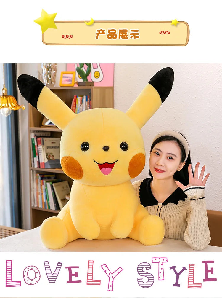 35-70CM Big Size Sitting Pikachu Plush Pokemon Cartoon Anime Peluche Kawaii Ornament Stuffed Animal Children's Toys Gifts