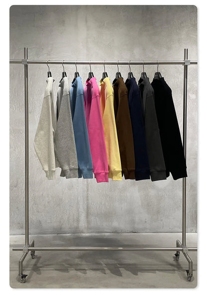 ZODF New Winter Man 345gsm Loose Fit Fleece Sweatshirt Unisex Cusual Boxy Warm Half Turtleneck Pullovers HY1181