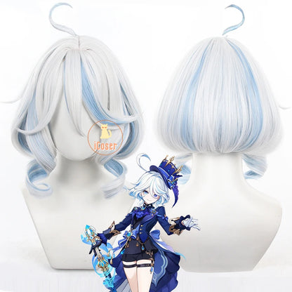 iCoser Focalors Furina Cosplay Costume Wig Dress Genshin Impact Fontaine Uniform Hat Pneuma Ousia God of Justice for Women Props