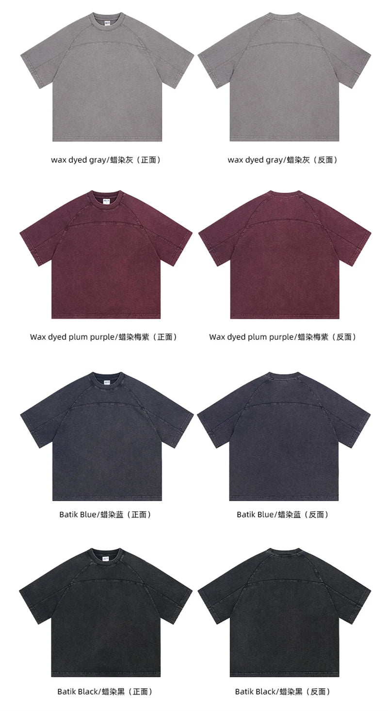 ZODF Retro 2025 Men Summer Batik Washed Cotton T-Shirts Unisex High Street Raglan Sleeve Patchwork T Shirt Brand Tees HY1062