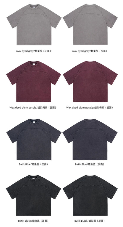 ZODF Retro 2025 Men Summer Batik Washed Cotton T-Shirts Unisex High Street Raglan Sleeve Patchwork T Shirt Brand Tees HY1062