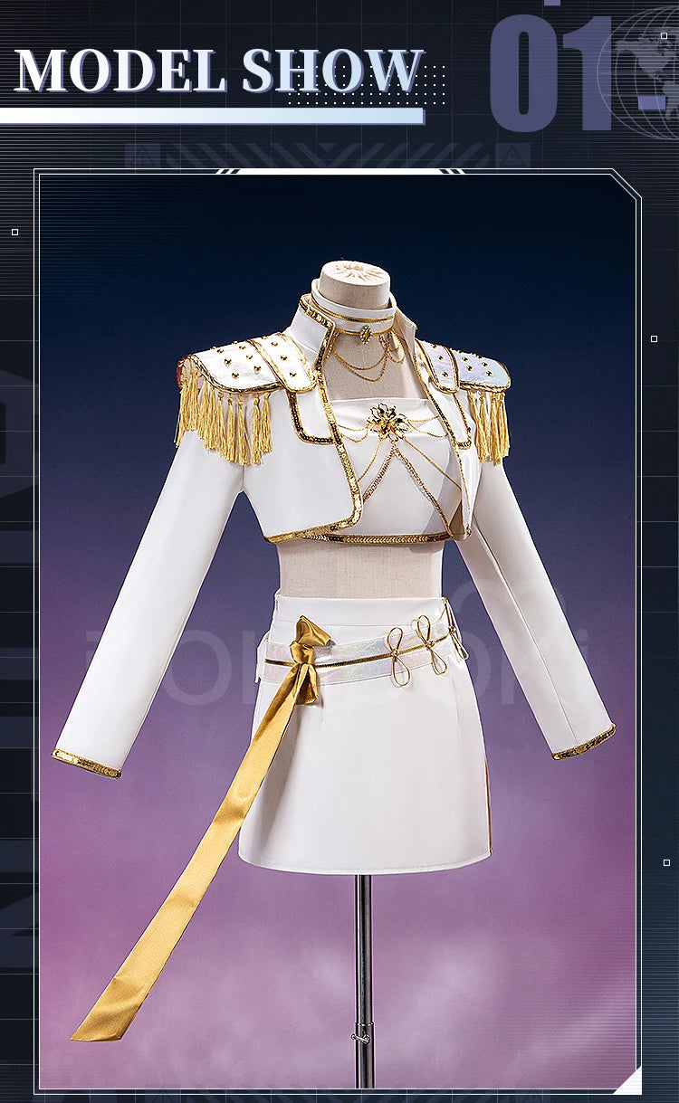 【Last Batch】IN STOCK Rumii Zoeyi Miraa Cosplay Costume【XS-3XL】DokiDoki-N Women White Suit Golden Rumii Cosplay Plus Size