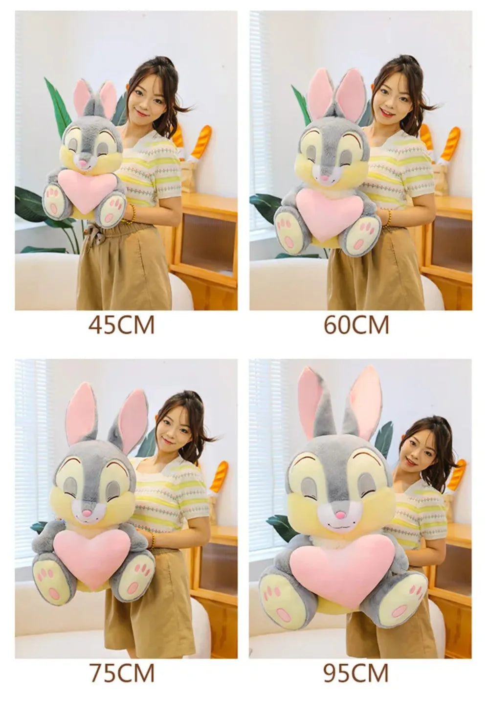 95cm Large Big Size Disney Judy Love Hug Rabbit Cartoon Anime Plush Stuffed Doll Kawaii  Plushies Ornaments Children's Gifts