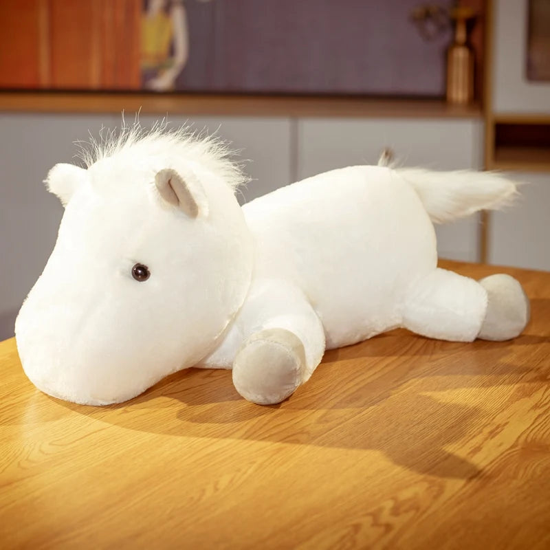 1 piece 55/70cm Soft BIg Round Head Horse Plush Toy Stuffed Pure White Horse Throw Pillow Stuffed Likelike Animals For Boy Gift