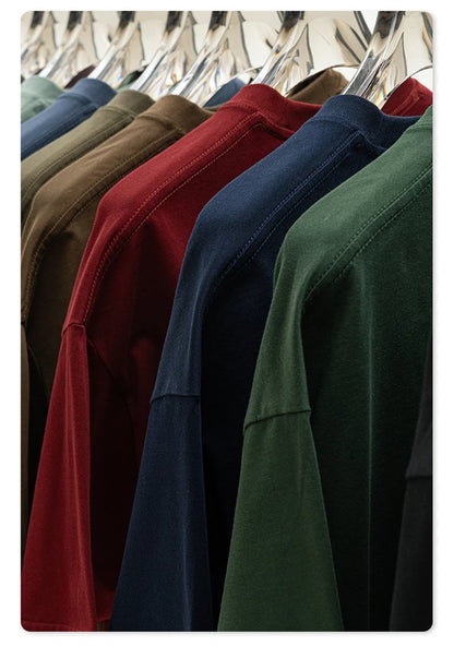 ZODF New 2025 Spring Summer 235gsm Solid Cotton T-Shirts For Men Women Unisex Loose Basic T Shirt Tees Brand Tops HY0970