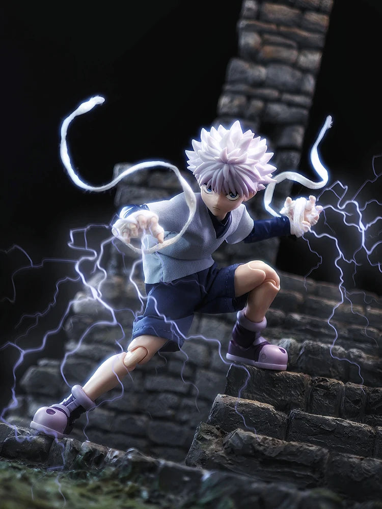 1/12 Killua Zoldyck Anime Boy Figure Mini T-shirt Shorts White Cloth Belt Clothes Toys Accessory For Hunter Shf 6inch Soldier