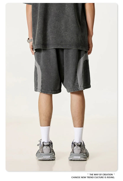 ZODF 2025 Summer Patchwork Washed Cotton Shorts For Men Unisex Retro Y2K High Street Distressed 330gsm Shorts Streetwears HY1057