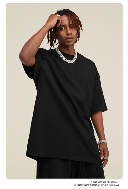 ZODF New 2025 Heavy Weight 305gsm Solid Cotton T Shirts For Men Unisex Summer Oversized Noshrink Basic T-Shirt Brand Tops HY0475