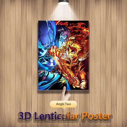 Anime Demon Slayer Rengoku Akaza 3D Motion Lenticular Poster For Room Decor Art Print(Without Frame)