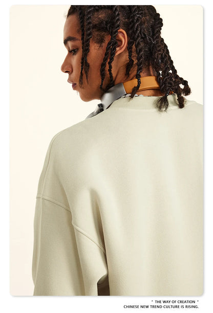 ZODF 2024 Winter Men 345gsm Fleece Sweatshirts Unisex Women Casual Loose Warm Solid O-Neck Pullovers Streetwears HY0865