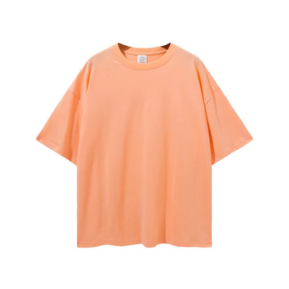 ZODF Trendy 2025 Men Basic Solid Cotton T-Shirts Unisex Male 190gsm Summer Loose Comfortable Soft Tees Shirt Streetwears HY0040