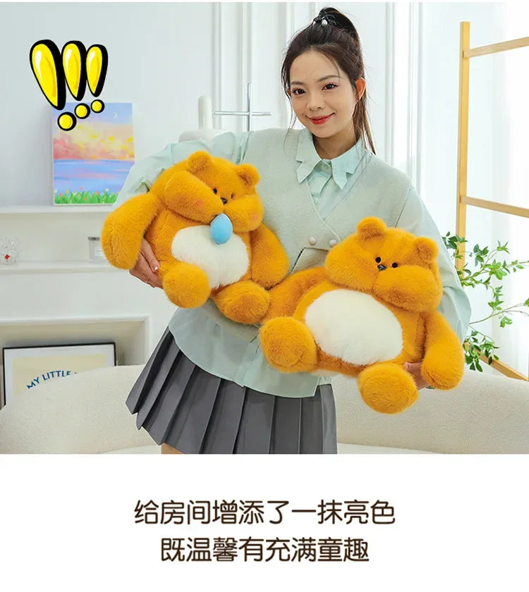 35-45cm Cute Muscle Bear Snot Bear Doll Sitting Posture Pull String Animals Stuffed Toy Soft 24CM Plush Bear Doll Kids Kawaii