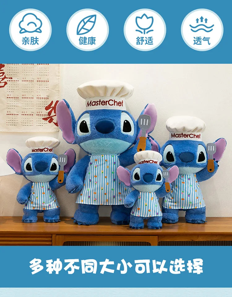 50/60/75cm Big Size Chef Stitch Disney Anime Plush Stuffed Doll Kawaii Room Decoration Plushies Children's Pillow Holiday Gift
