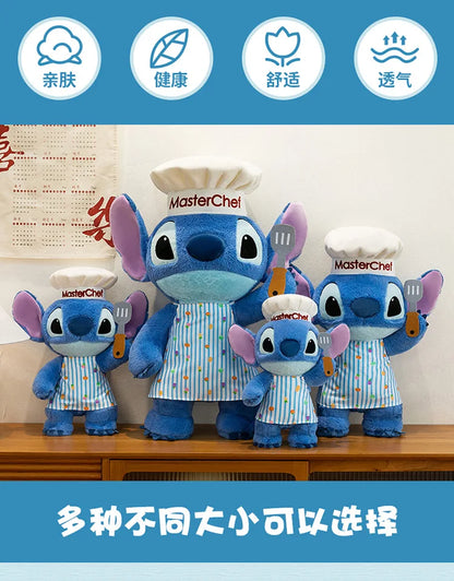 50/60/75cm Big Size Chef Stitch Disney Anime Plush Stuffed Doll Kawaii Room Decoration Plushies Children's Pillow Holiday Gift